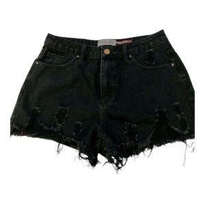 Denim Blvd Women’s Black Distressed and Frayed Denim Jean Shorts Size M NWT